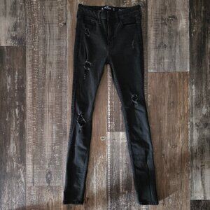Hollister Distressed Black High-Rise Super Skinny Women's Jeans size 24x30